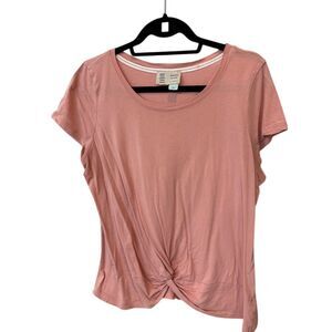 Anthropologie Saturday Sunday Twist T-Shirt Short‎ Sleeve Pink Top Size L
